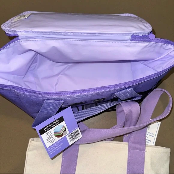 Trader Joe's Purple and Cream Tote Bag Set - Picture 4 of 6